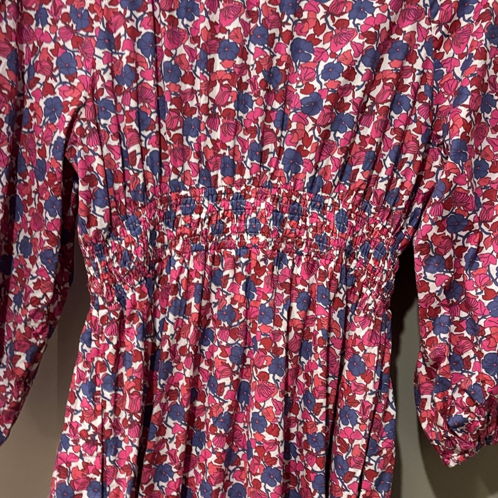 J. Crew midi dress in berry floral (red, blue, pink, white) - Picture 4 of 7